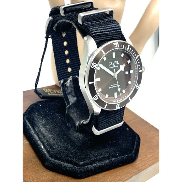 Gevril Men's Watch 48607N Yorkville Swiss Automatic Brown Dial Diver Nylon 43mm - Picture 14 of 14